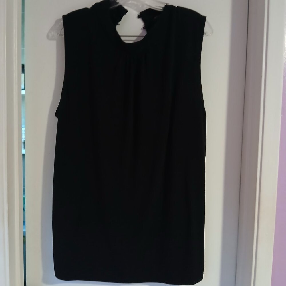 Banana Republic Women's Pleated Mock Neck Sleeveless Top Black SZ XL GUC - Picture 1 of 7